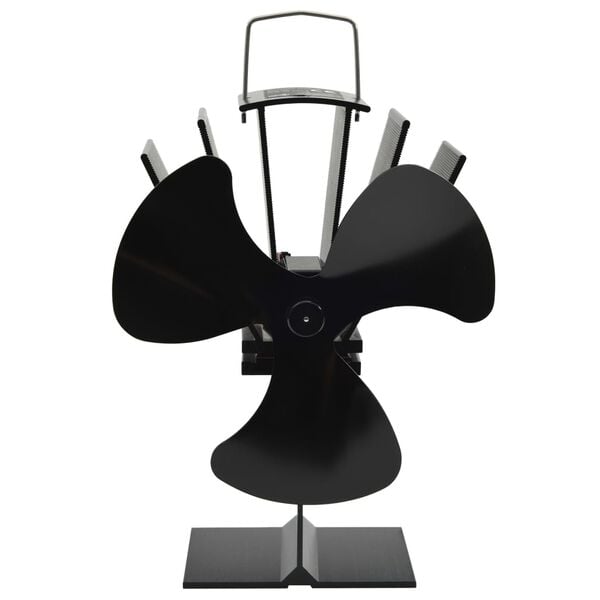 vidaXL Ventilateur de po&ecirc;le aliment&eacute; par chaleur 3 pales Noir