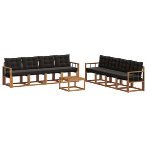vidaXL Ensemble de canap&eacute;s d'ext&eacute;rieur 9 pcs Naturel et Noir