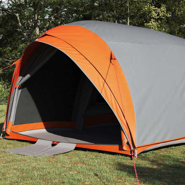 vidaXL Tente Tunnel Gris et orange 410 x 285 x 198 cm taffetas