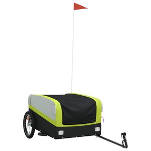 vidaXL Remorque de v&eacute;lo noir et vert 45 kg fer