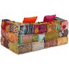 vidaXL Pouf modulaire &agrave; 2 places Patchwork Tissu