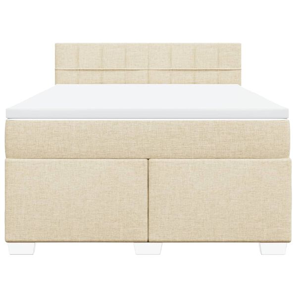 vidaXL Sommier &agrave; lattes de lit avec matelas Cr&egrave;me 140x190 cm Tissu