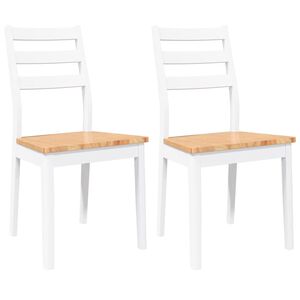 vidaXL Chaises &agrave; manger 2 pcs blanc bois massif caoutchouc