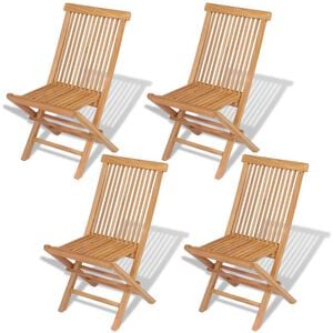 vidaXL Chaises pliantes 4 pi&egrave;ces pour jardin et ext&eacute;rieur en bois de teck