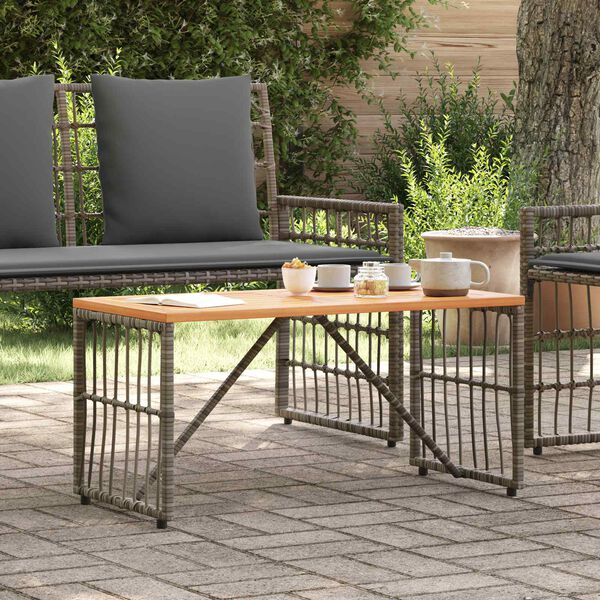 vidaXL Table de jardin Gris 80 x 40 x 40 cm Acier et Rattan Poly