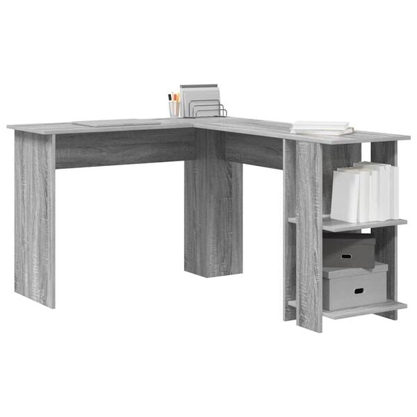 vidaXL Bureau d'angle avec &eacute;tag&egrave;re Gris Sonoma 140 x 113,5 x 75 cm