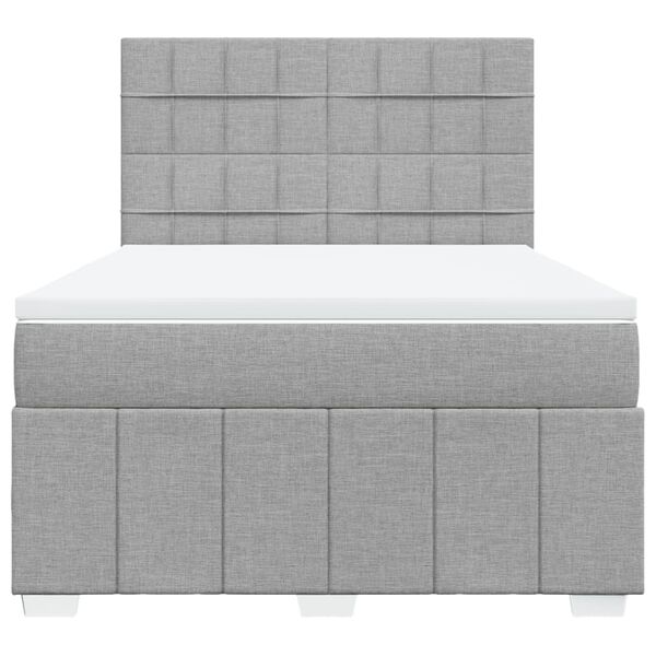 vidaXL Sommier &agrave; lattes de lit avec matelas Gris clair 140x200cm Tissu