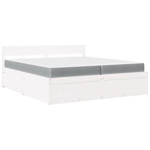 vidaXL Lit avec tiroirs et matelas blanc 200x200 cm bois massif de pin