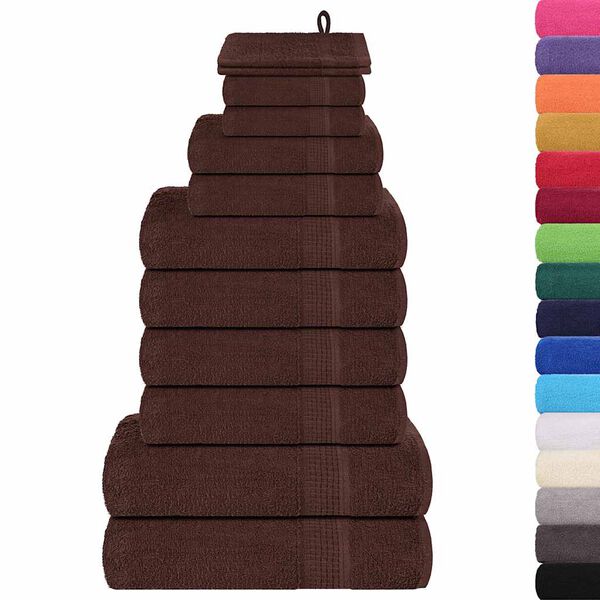 vidaXL Ensemble de serviettes FROGN 12 pcs marron 360 g/m²
