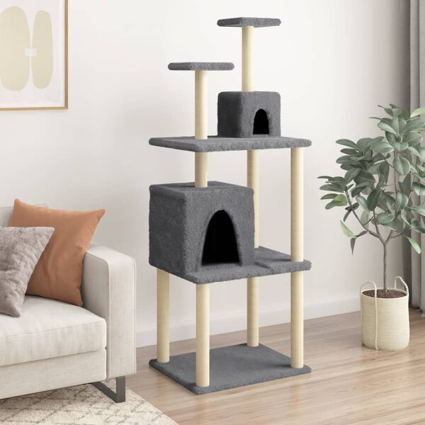 vidaXL Arbre à chat avec griffoirs en sisal Gris foncé 167 cm