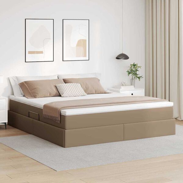 vidaXL Lit avec rangement et matelas Cappuccino 180 x 200 cm