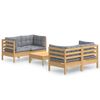vidaXL Salon de jardin 5 pcs avec coussins gris bois de pin