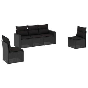 vidaXL Salon de jardin 5 pcs avec coussins noir r&eacute;sine tress&eacute;e