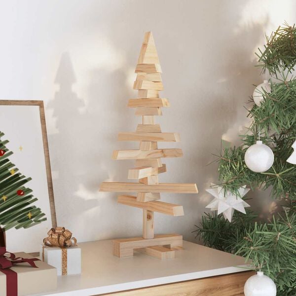 vidaXL Arbre de No&euml;l en bois pour d&eacute;coration 60 cm bois massif de pin
