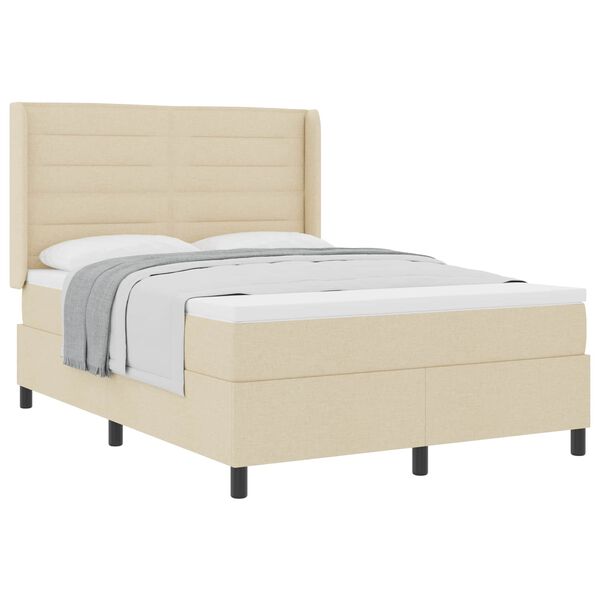 vidaXL Lit &agrave; ressorts avec matelas Cr&egrave;me 200 x 160 cm tissu