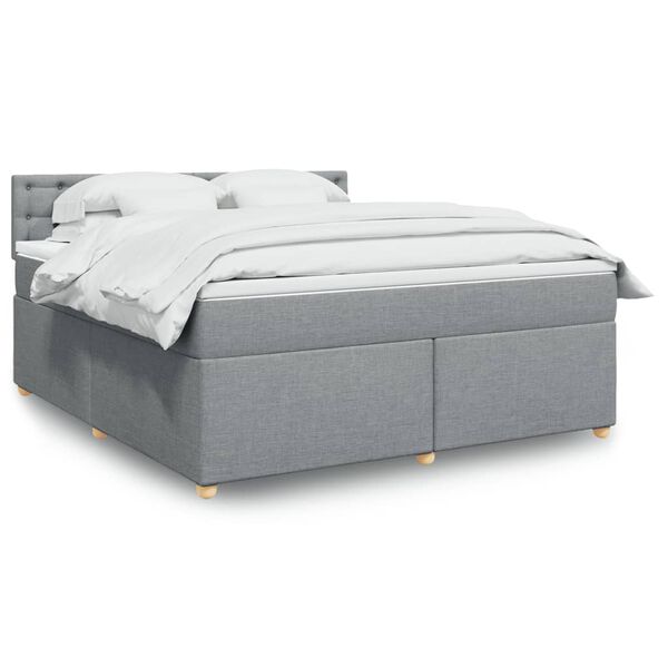 vidaXL Sommier &agrave; lattes de lit avec matelas Gris clair 180x200cm Tissu