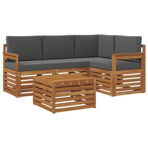 vidaXL Ensembles de meubles avec coussin 5 pcs Naturel et Anthracite