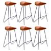 vidaXL Chaises de bar lot de 6 marron cuir v&eacute;ritable