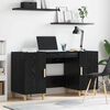 vidaXL Bureau avec porte Ch&ecirc;ne noir 140 x 50 x 75 cm Bois d'ing&eacute;nierie