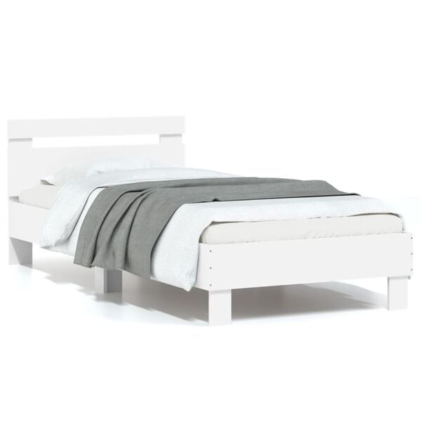 vidaXL Cadre de lit sans matelas avec t&ecirc;te de lit blanc 90x190 cm