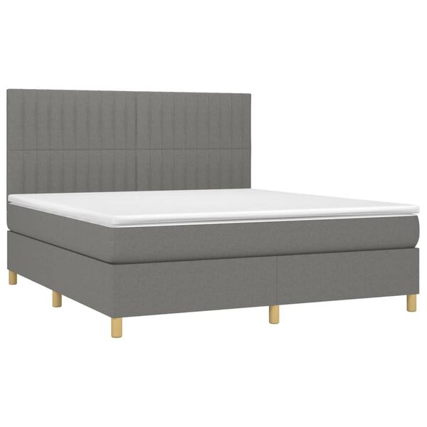 vidaXL Sommier &agrave; lattes de lit et matelas et LED Gris fonc&eacute; 180x200 cm