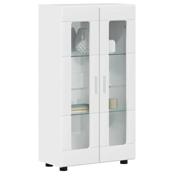 vidaXL Buffet avec &eacute;tag&egrave;re FLORIN Blanc brillant 55,5 x 29 x 103 cm