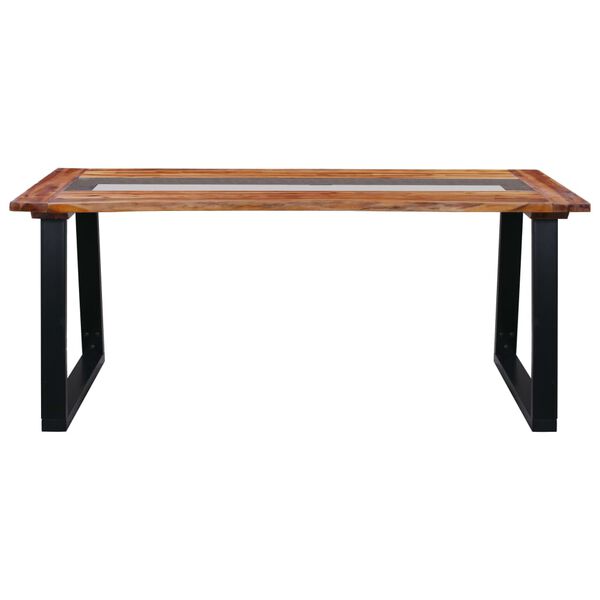 vidaXL Table &agrave; manger 180x90x75 cm Bois d'acacia massif et verre