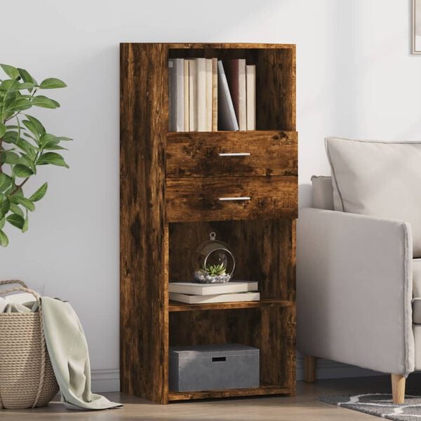 vidaXL Buffet haut ch&ecirc;ne fum&eacute; 50x42,5x124 cm bois d'ing&eacute;nierie