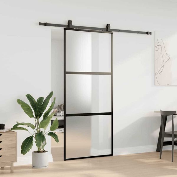vidaXL Porte coulissante avec kit de quincaillerie noir 90x205 cm