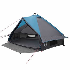 vidaXL Tente Teepee 6 personnes Bleu et gris 431 x 366 x 185 cm