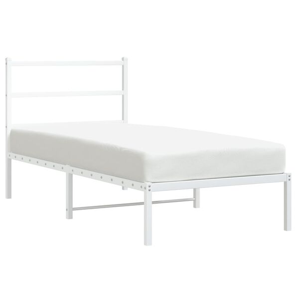vidaXL Cadre de lit m&eacute;tal sans matelas avec t&ecirc;te de lit blanc 90x200cm