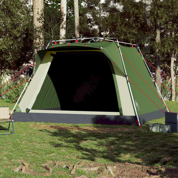 vidaXL Tente de camping cabine 4 personnes vert libération rapide