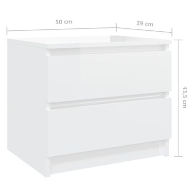 vidaXL Table de chevet Blanc brillant 50x39x43,5 cm Aggloméré