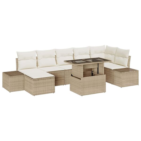 vidaXL Ensemble de canap&eacute; de jardin avec coussin 8 pcs beige et cr&egrave;me