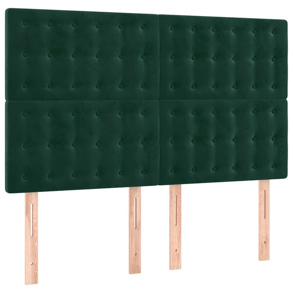 vidaXL T&ecirc;te de lit &agrave; LED Vert fonc&eacute; 144x5x118/128 cm Velours