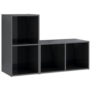 vidaXL Meubles TV 2 pcs Gris brillant 72x35x36,5 cm Bois d'ing&eacute;nierie