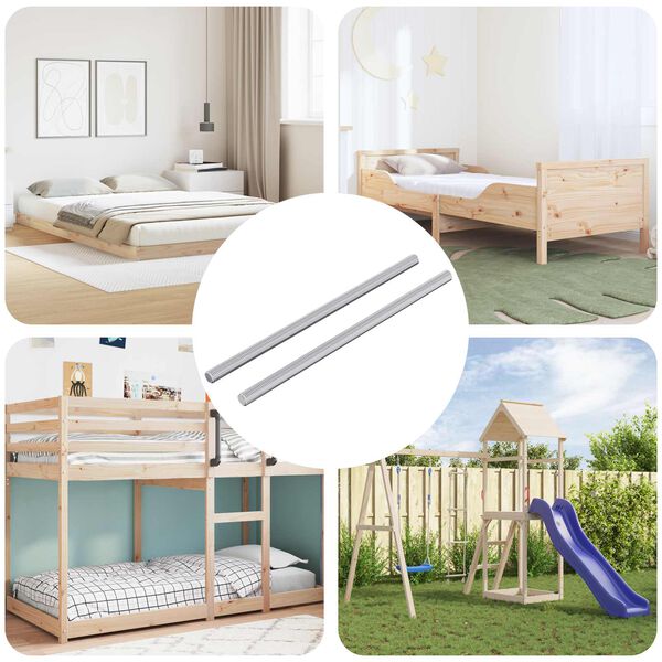 vidaXL Tige filet&eacute;e 2 pcs Argent&eacute; 6 x 135 mm Acier