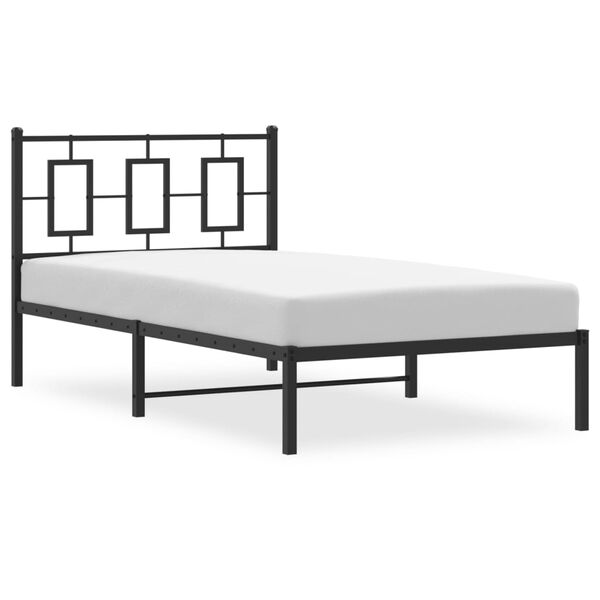 vidaXL Cadre de lit métal sans matelas avec tête de lit noir 100x200cm