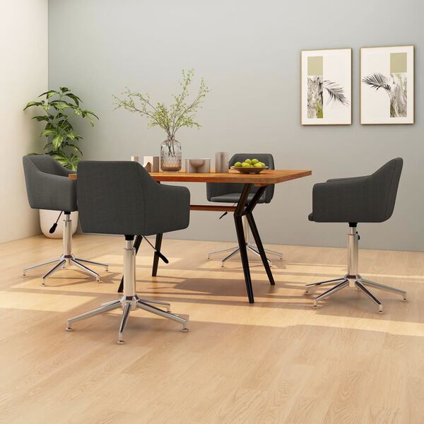 vidaXL Chaises pivotantes &agrave; manger lot de 4 Gris fonc&eacute; Tissu