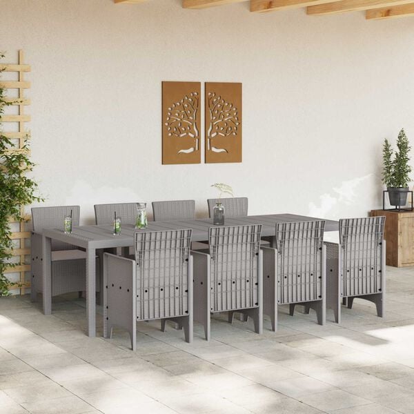 vidaXL Ensemble de salle &agrave; manger pour jardin 9 pcs Blanc
