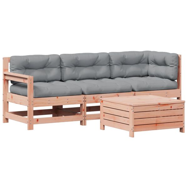 vidaXL Salon de jardin 4 pcs avec coussins bois massif douglas