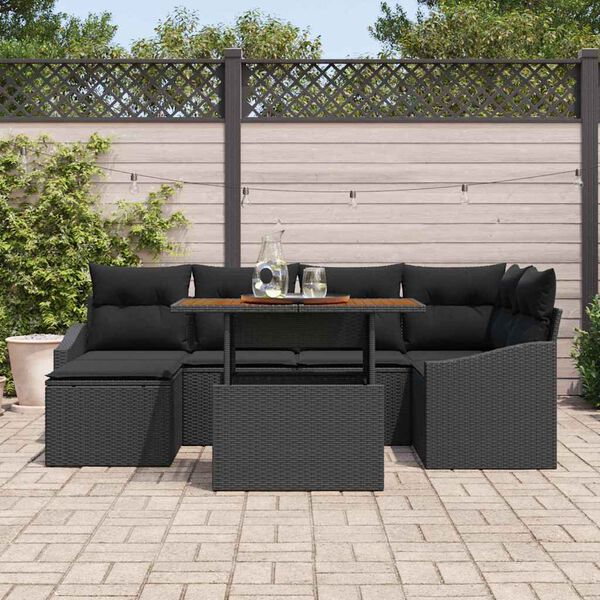 vidaXL Ensemble de salle &agrave; manger pour jardin 7 pcs Noir et Marron