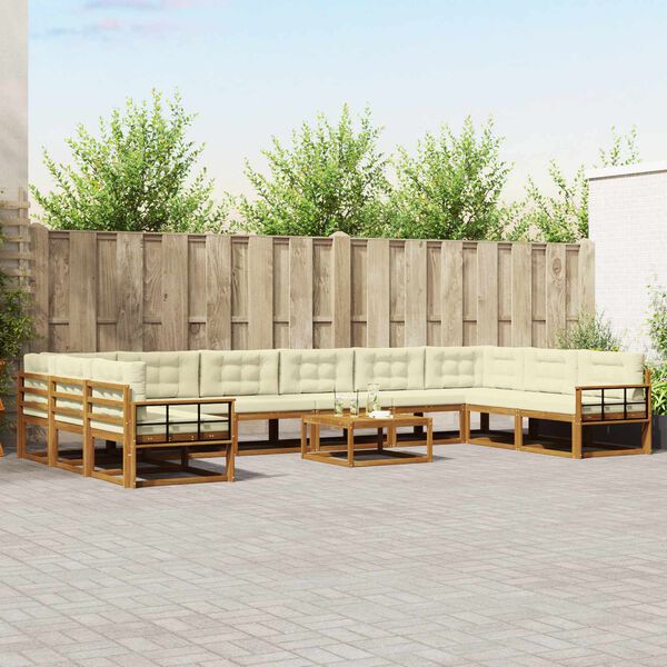 vidaXL Ensemble de canap&eacute;s d'ext&eacute;rieur 11 pcs Naturel et Cr&egrave;me