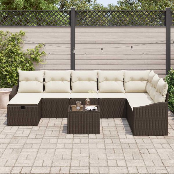 vidaXL Ensemble de canapé de jardin 9 pcs Marron 55 x 62 x 69 cm