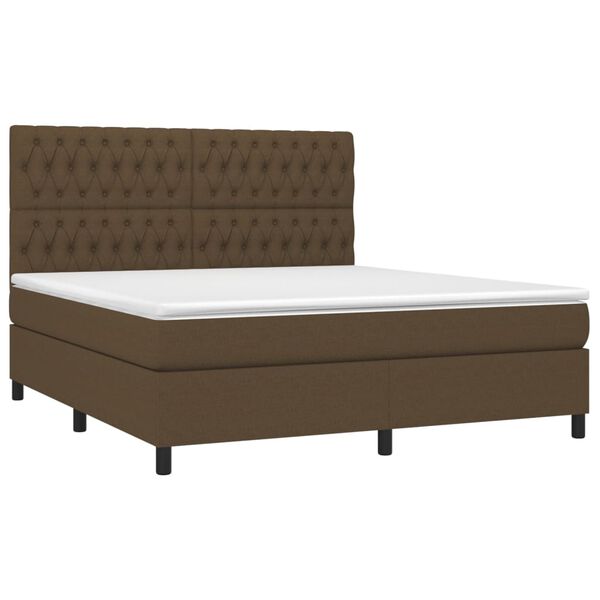 vidaXL Sommier &agrave; lattes de lit avec matelas Marron fonc&eacute; 180x200 cm