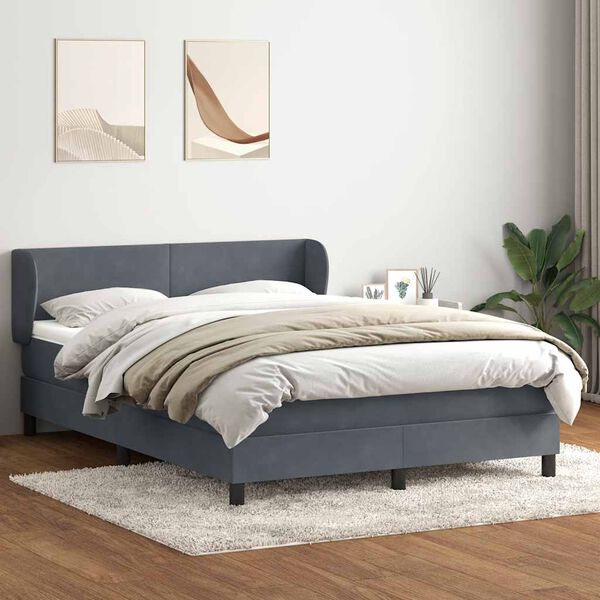 vidaXL Sommier &agrave; lattes de lit et matelas gris fonc&eacute; 160x220cm velours