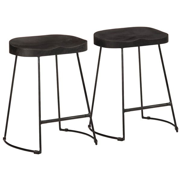 vidaXL Tabourets de bar lot de 2 noir 46x38x52 cm bois manguier massif