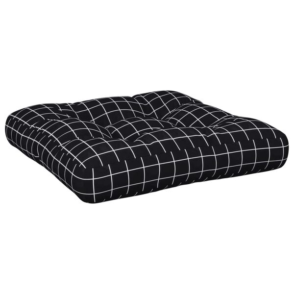 vidaXL Coussin de palette motif &agrave; carreaux noir 50x50x12 cm tissu