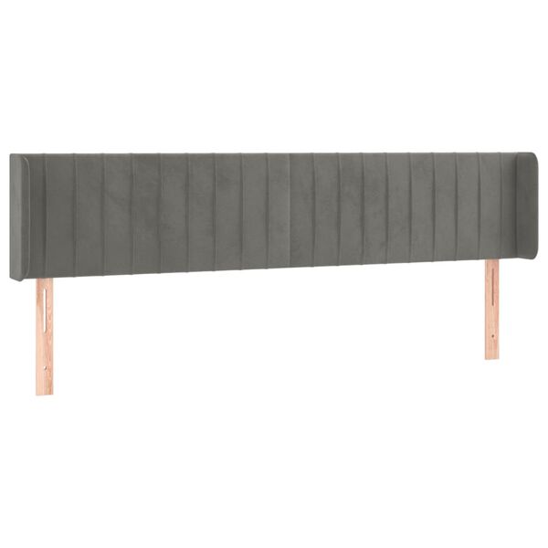 vidaXL T&ecirc;te de lit &agrave; LED Gris clair 203x16x78/88 cm Velours