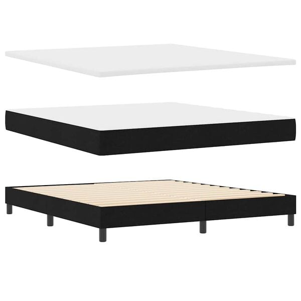vidaXL Lit &agrave; ressorts avec matelas Noir 200 x 180 cm Polyester